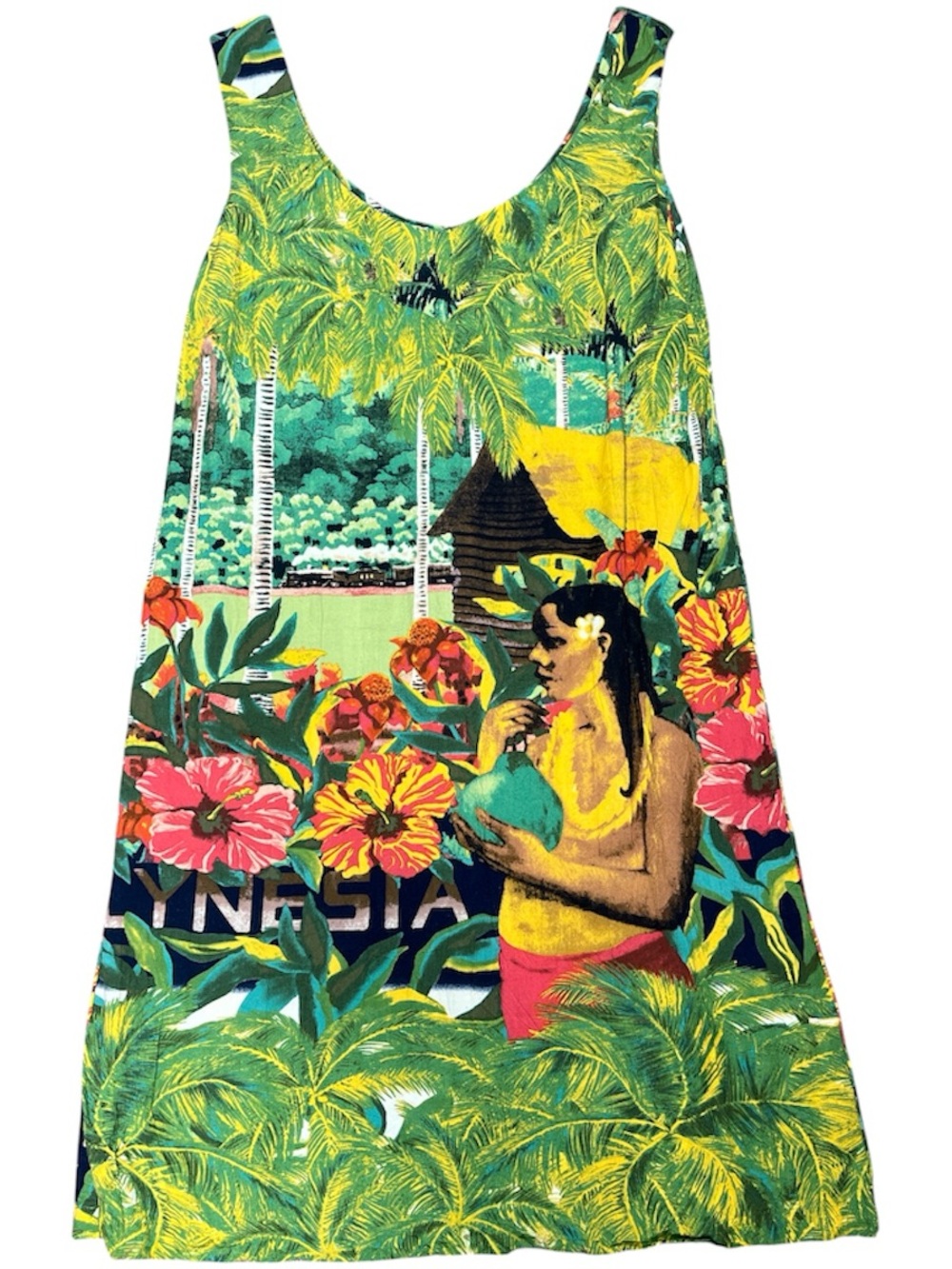 Jams World Polynesian Print Sleeveless Dress Green Small